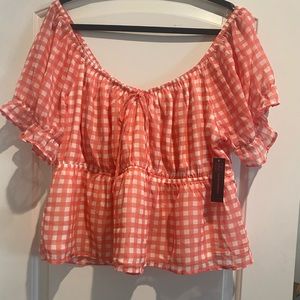 No boundaries gingham off the sleeve top